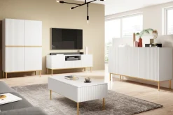 Bogart Stoliki Kawowe I Ławy*NICOLE ŁAWA 120 2SZ - biały mat / złoty stelaż