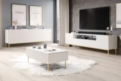 Bogart Stoliki Kawowe I Ławy*NICOLE ŁAWA 120 2SZ - biały mat / złoty stelaż