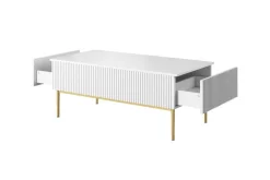 Bogart Stoliki Kawowe I Ławy*NICOLE ŁAWA 120 2SZ - biały mat / złoty stelaż