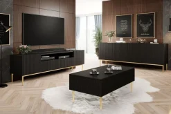 Bogart Stoliki Kawowe I Ławy*NICOLE ŁAWA 120 2SZ - czarny mat / złoty stelaż