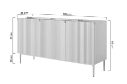 Bogart Komody*NICOLE KOMODA 150 3D - biały mat / czarny stelaż