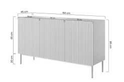 Bogart Komody*NICOLE KOMODA 150 3D - biały mat / czarny stelaż