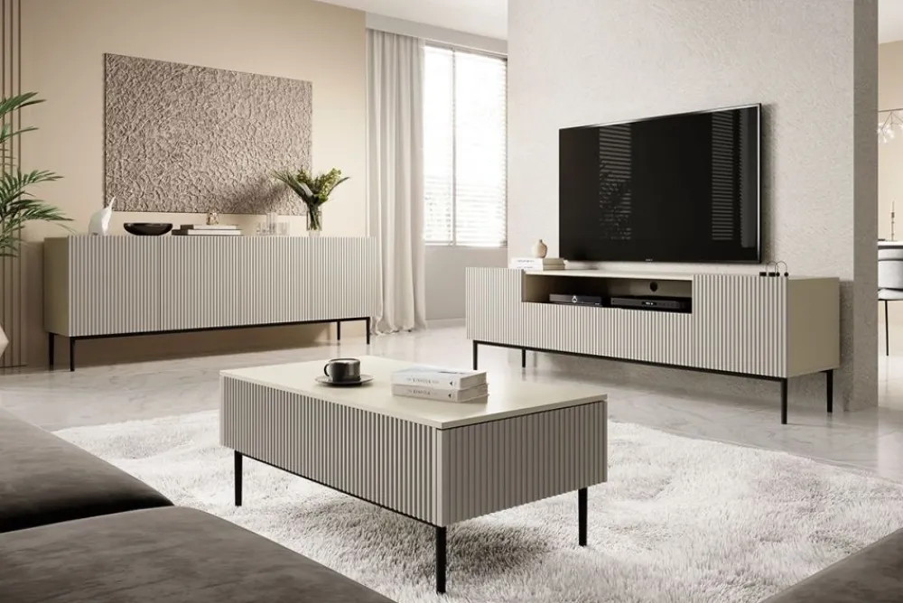 Bogart Komody*NICOLE KOMODA 200 4D - cashmere / czarny stelaż