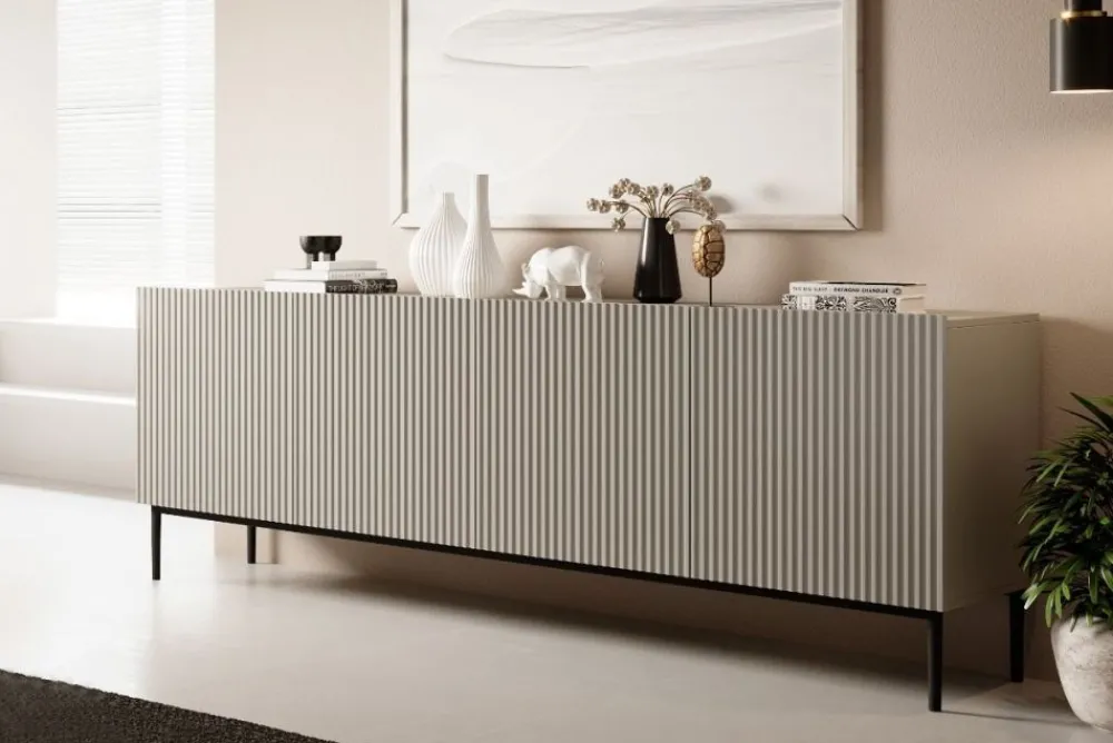 Bogart Komody*NICOLE KOMODA 200 4D - cashmere / czarny stelaż