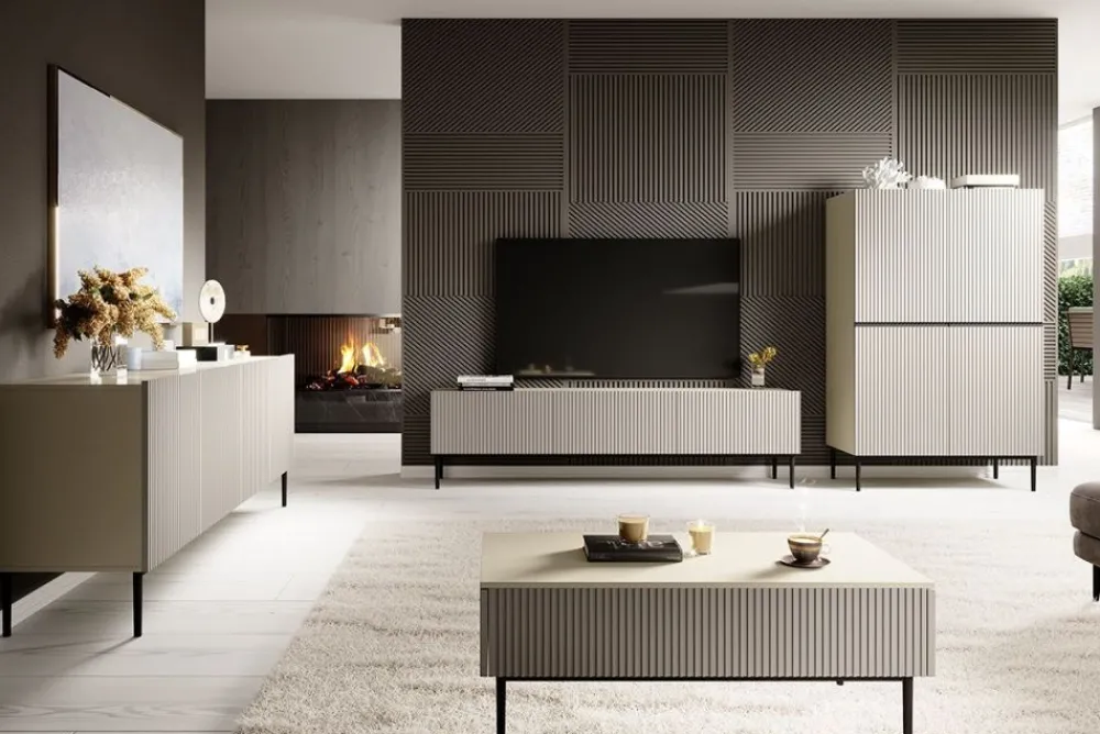 Bogart Komody*NICOLE KOMODA 200 4D - cashmere / czarny stelaż