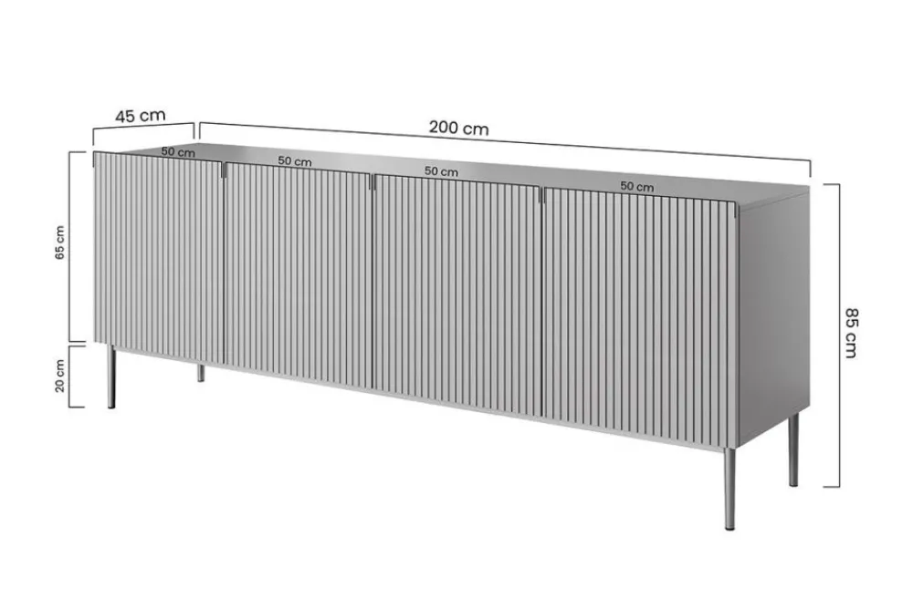 Bogart Komody*NICOLE KOMODA 200 4D - cashmere / czarny stelaż