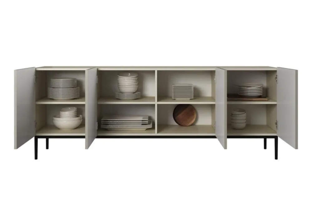 Bogart Komody*NICOLE KOMODA 200 4D - cashmere / czarny stelaż