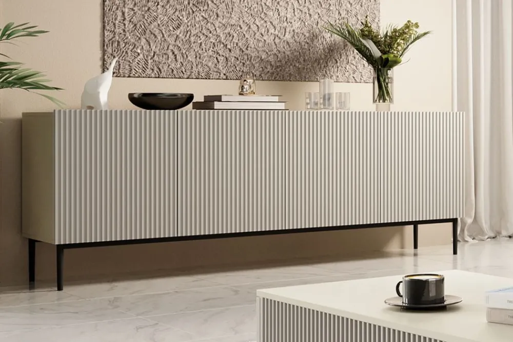 Bogart Komody*NICOLE KOMODA 200 4D - cashmere / czarny stelaż