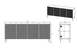 Bogart Komody*NICOLE KOMODA 200 4D - czarny mat / czarny stelaż