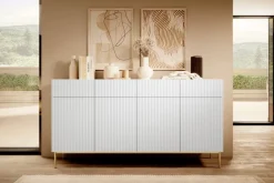 Bogart Komody*NICOLE KOMODA 200 4D4SZ - biały mat / złoty stelaż