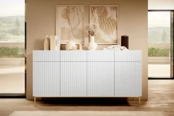 Bogart Komody*NICOLE KOMODA 200 4D4SZ - biały mat / złoty stelaż
