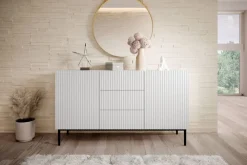 Bogart Komody*NICOLE KOMODA 150 2D3SZ - biały mat / czarny stelaż