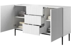 Bogart Komody*NICOLE KOMODA 150 2D3SZ - biały mat / czarny stelaż