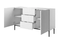 Bogart Komody*NICOLE KOMODA 150 2D3SZ - biały mat / czarny stelaż