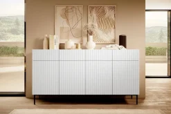 Bogart Komody*NICOLE KOMODA 200 4D4SZ - biały mat / czarny stelaż