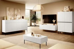 Bogart Komody*NICOLE KOMODA 200 4D4SZ - biały mat / czarny stelaż