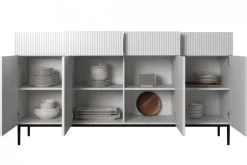 Bogart Komody*NICOLE KOMODA 200 4D4SZ - biały mat / czarny stelaż