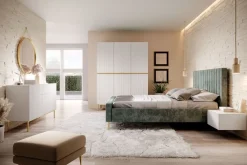 Bogart Komody*NICOLE KOMODA 150 2D3SZ - biały mat / złoty stelaż