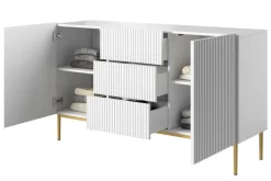 Bogart Komody*NICOLE KOMODA 150 2D3SZ - biały mat / złoty stelaż