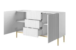 Bogart Komody*NICOLE KOMODA 150 2D3SZ - biały mat / złoty stelaż