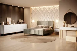 Bogart Komody*NICOLE KOMODA 150 2D3SZ - biały mat / złoty stelaż