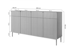 Bogart Komody*NICOLE KOMODA 200 4D4SZ - cashmere / czarny stelaż