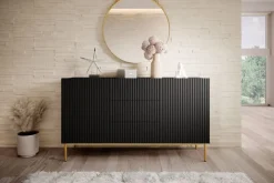 Bogart Komody*NICOLE KOMODA 150 2D3SZ - czarny mat / złoty stelaż