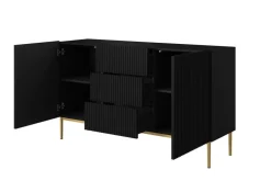 Bogart Komody*NICOLE KOMODA 150 2D3SZ - czarny mat / złoty stelaż