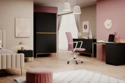 Bogart Komody*NICOLE KOMODA 150 2D3SZ - czarny mat / złoty stelaż