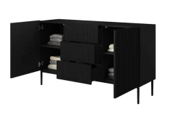 Bogart Komody*NICOLE KOMODA 150 2D3SZ - czarny mat / czarny stelaż