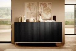 Bogart Komody*NICOLE KOMODA 200 4D4SZ - czarny mat / złoty stelaż