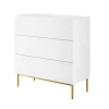 Bogart Komody*NICOLE KOMODA 100 3SZ - biały mat / złoty stelaż
