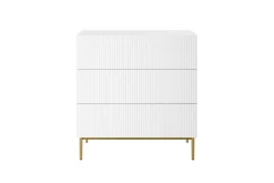 Bogart Komody*NICOLE KOMODA 100 3SZ - biały mat / złoty stelaż