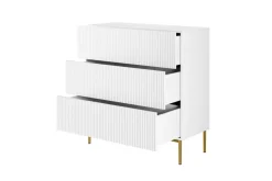 Bogart Komody*NICOLE KOMODA 100 3SZ - biały mat / złoty stelaż