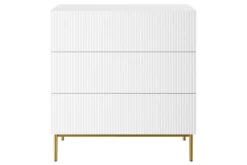 Bogart Komody*NICOLE KOMODA 100 3SZ - biały mat / złoty stelaż