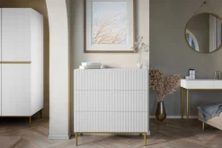 Bogart Komody*NICOLE KOMODA 100 3SZ - biały mat / złoty stelaż