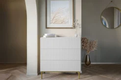 Bogart Komody*NICOLE KOMODA 100 3SZ - biały mat / złoty stelaż