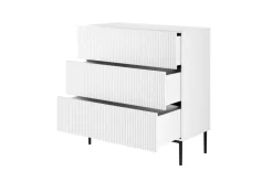 Bogart Komody*NICOLE KOMODA 100 3SZ - biały mat / czarny stelaż