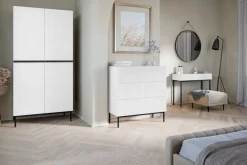 Bogart Komody*NICOLE KOMODA 100 3SZ - biały mat / czarny stelaż