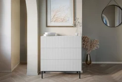 Bogart Komody*NICOLE KOMODA 100 3SZ - biały mat / czarny stelaż