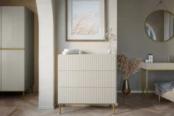 Bogart Komody*NICOLE KOMODA 100 3SZ - cashmere / złoty stelaż