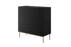 Bogart Komody*NICOLE KOMODA 100 3SZ - czarny mat / złoty stelaż