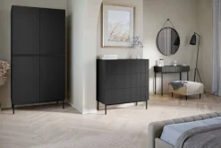 Bogart Komody*NICOLE KOMODA 100 3SZ - czarny mat / czarny stelaż