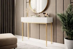 Bogart Stoliki Kawowe I Ławy*NICOLE KONSOLA/TOALETKA 100 2SZ - biały mat / złoty stelaż