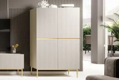 Bogart Komody*NICOLE KREDENS 100 2D2SZ - cashmere / złoty stelaż