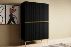 Bogart Komody*NICOLE KREDENS 100 2D2SZ - czarny mat / złoty stelaż