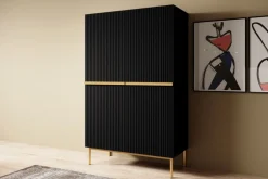 Bogart Komody*NICOLE KREDENS 100 2D2SZ - czarny mat / złoty stelaż