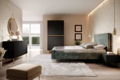 Bogart Szafy*NICOLE SZAFA 100 2DP2SZ - czarny mat / złote uchwyty / cokół