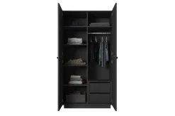 Bogart Szafy*NICOLE SZAFA 100 2DP2SZ - czarny mat / złote uchwyty / cokół