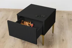 Bogart Szafki I Regały*NICOLE SZAFKA NOCNA 46 1SZ (2 szt.) - czarny mat / złoty stelaż